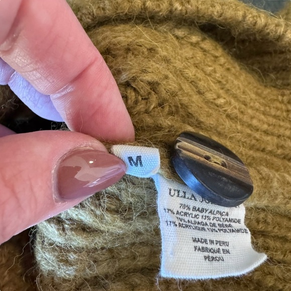 Ulla Johnson - Greta Alpaca Wool Knit Cardigan Olive Tapenade Sz M - Picture 11 of 11